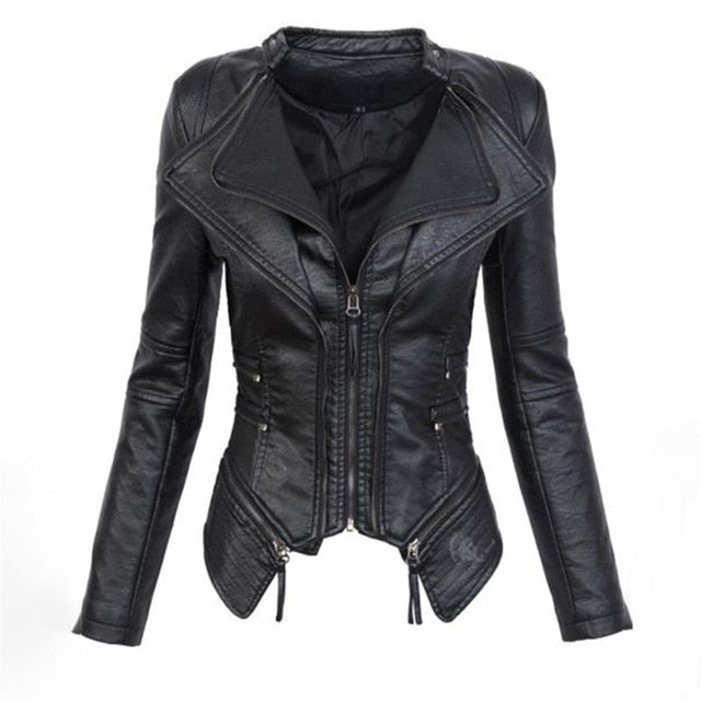 Gothic couro falso PU Mulheres Jaqueta de Inverno Moda Outono Motocicleta Jaqueta de couro Preto faux casacos Outerwear Casaco