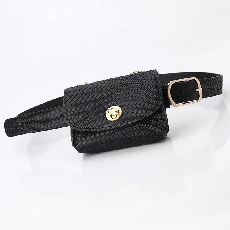 Fashion New Women Chain Pocket Belt Leopard Pattern Retro Waist Fanny Pack Mini Handbag PU Leather Bag Purse  Lady Wholesale Bag