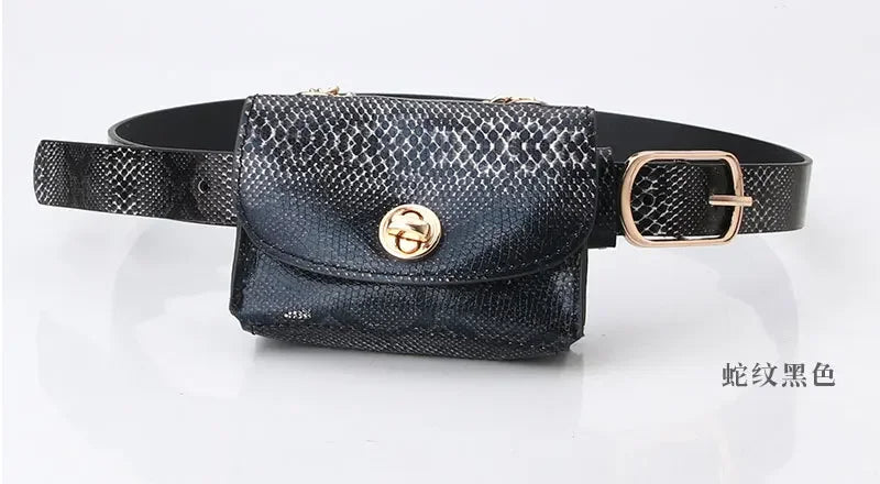 Fashion New Women Chain Pocket Belt Leopard Pattern Retro Waist Fanny Pack Mini Handbag PU Leather Bag Purse  Lady Wholesale Bag