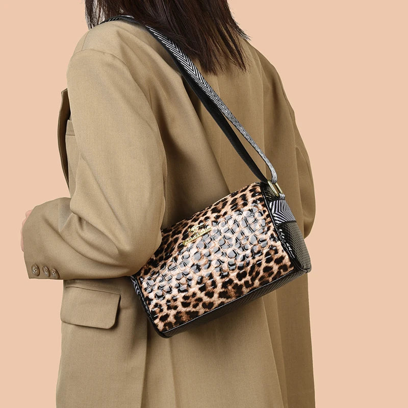 Luxury Designer Large Capacity Women Handbag Fashion Leopard Print Leather Ma'am Messenger Bag New Casual Shoulder Crossbody Bag